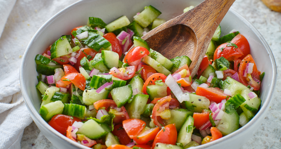 Cucumber & Tomato Salad with Lemon Dressing